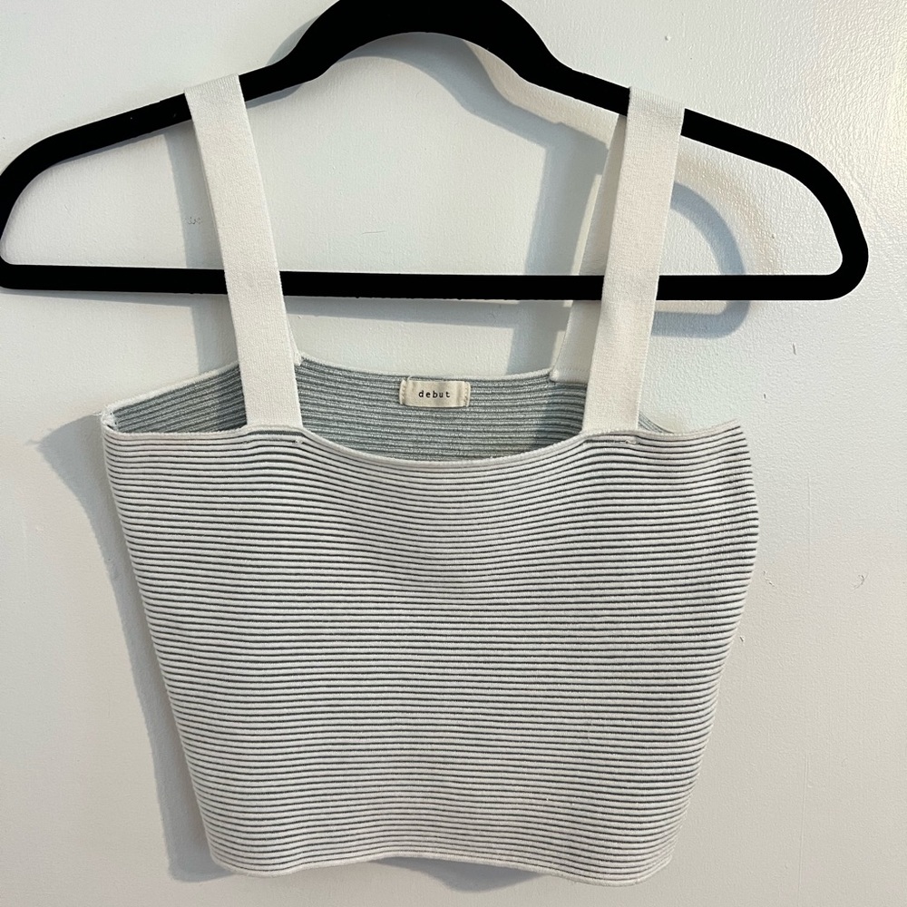 Cropped white and blue tank